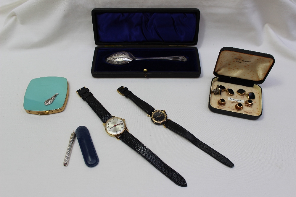 A lady`s Bueche-Girod wristwatch together with an Oriosa wristwatch, compact, silver toothpick and - Image 2 of 3
