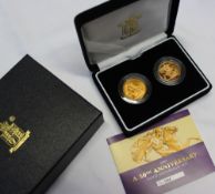 Royal Mint - 2007 A 50th Anniversary gold sovereign coin set, 1957 and 2007, No.044/250 cased and