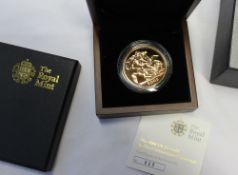 Royal Mint - The 2008 UK £5 Gold Brilliant Uncirculated Sovereign, No.005 / 750, cased and boxed