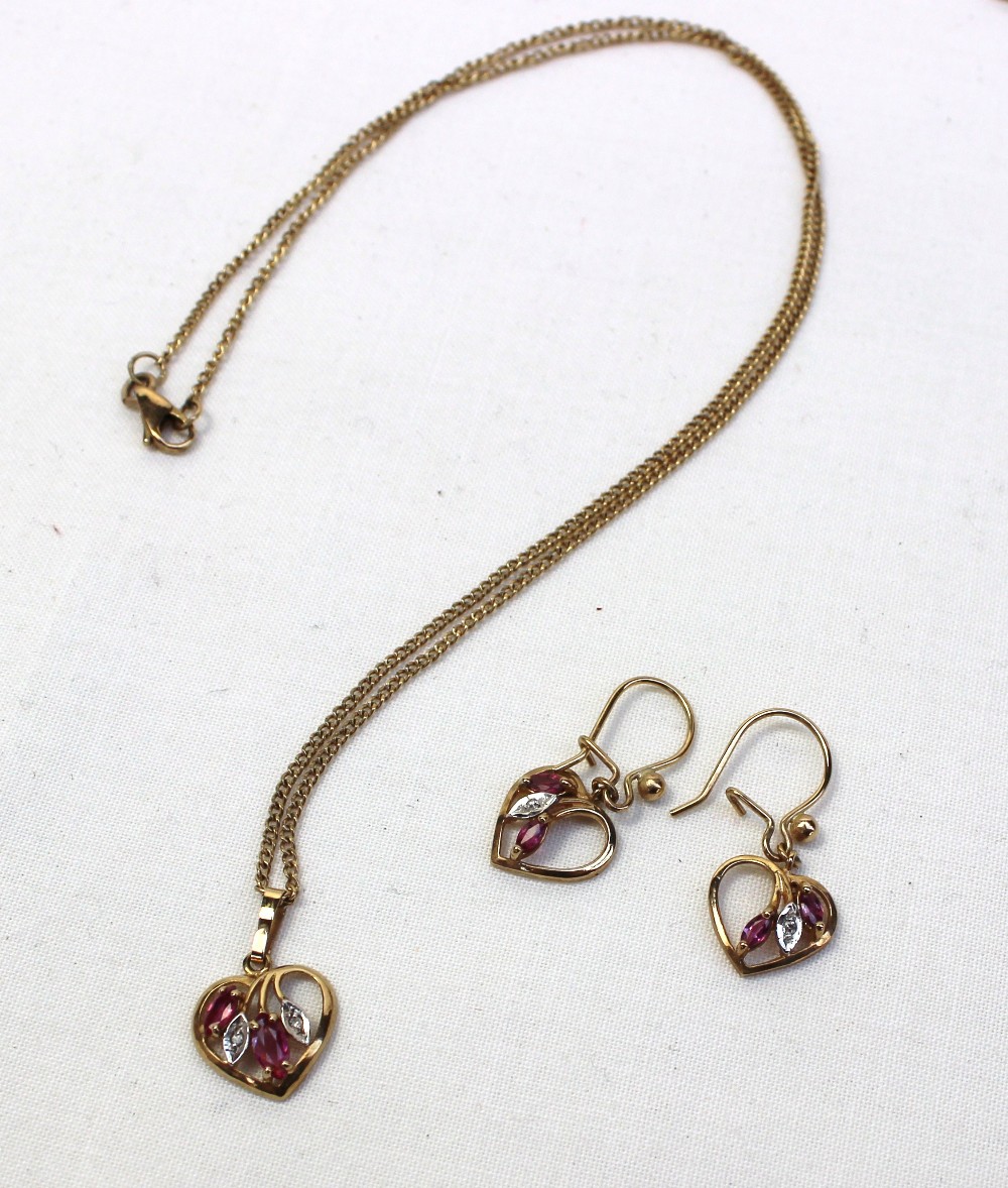 A 9ct yellow gold gem set pendant and earrings set together with assorted 9ct yellow gold - Image 2 of 3