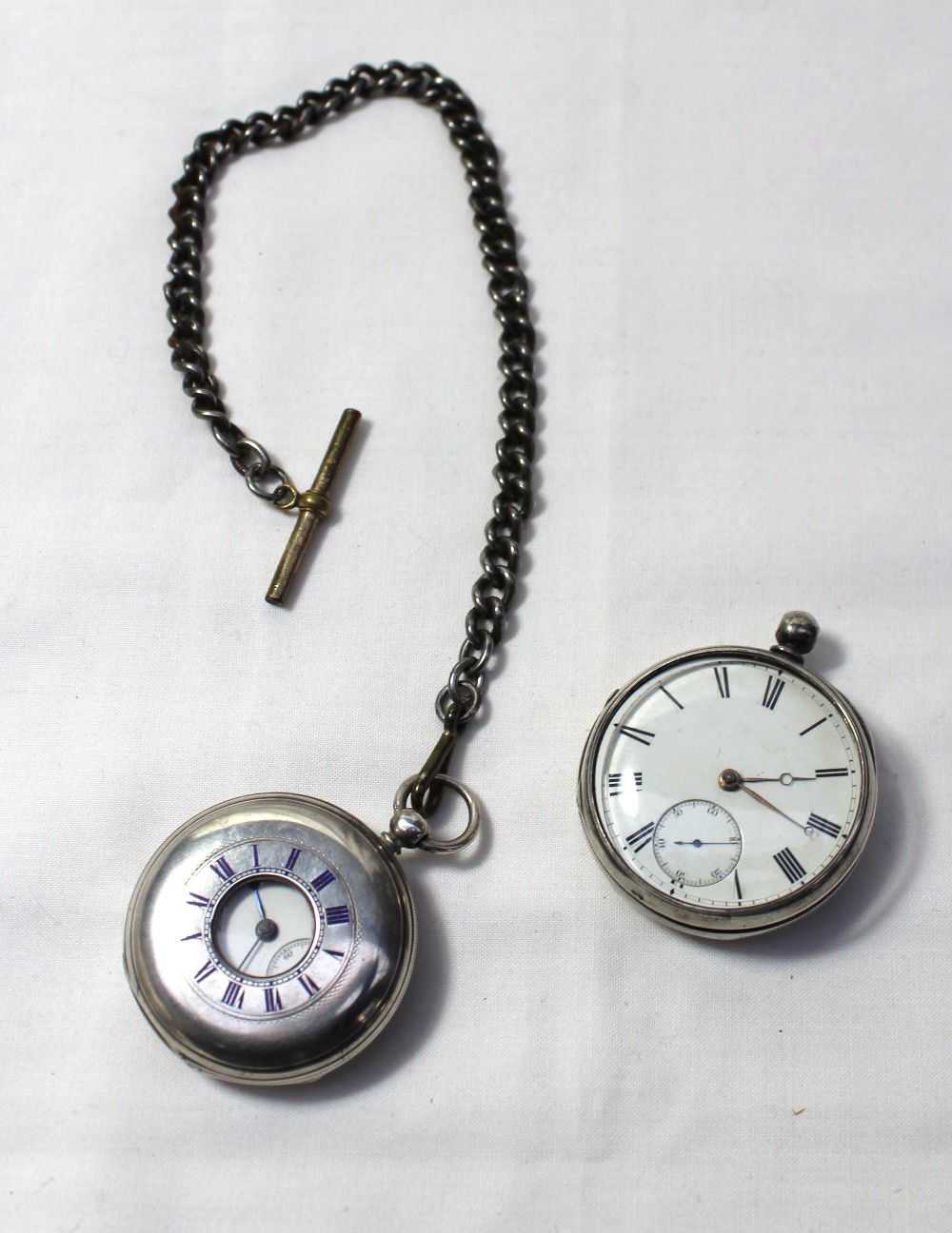 A George V silver open faced pocket watch, the enamel dial with Roman numerals and a seconds - Image 4 of 4