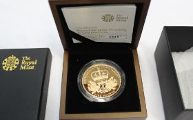 Royal Mint - The 2010 UK Restoration of the Monarchy £5 Gold proof coin, No.0646 / 1200, cased and