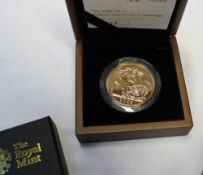 Royal Mint - The 2008 UK £5 Gold Brilliant Uncirculated Sovereign, No.004 / 750, cased and boxed