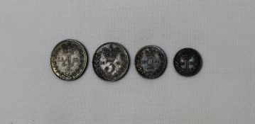 A Victorian 1862 Maundy set of coins including 4d,3d,2d and 1d coins