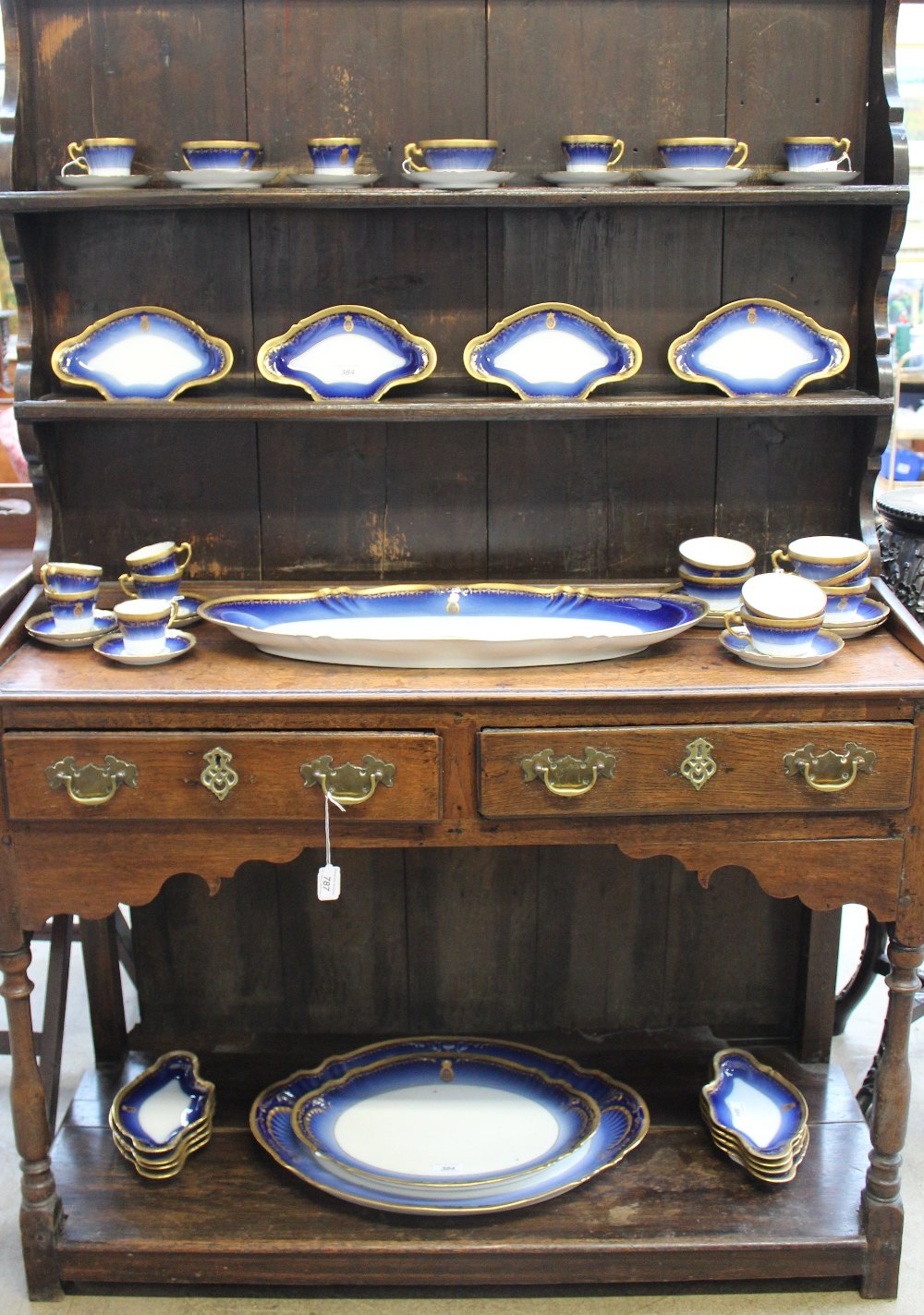 An extensive French porcelain dinner set comprising a large meat plate 52cm long another meat - Image 9 of 11