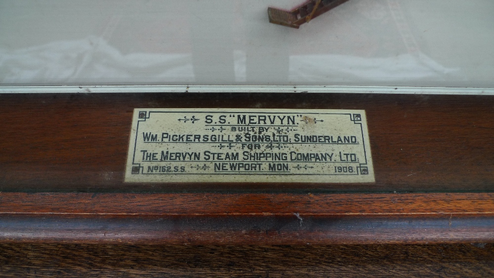 A mahogany cased half section model of the SS Mervyn, Built by W M Pickersgill & Sons Ltd, - Image 2 of 4
