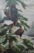 Arthur Singer Two bald Eagles A limited edition overpainted print Signed and numbered 171/1000 verso
