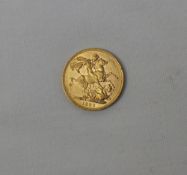 A Victorian gold sovereign dated 1883