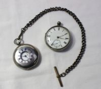 A George V silver open faced pocket watch, the enamel dial with Roman numerals and a seconds