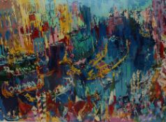 LeRoy Neiman Regatta of the Gondoliere, 1978 Artists Proof print Signed 66 x 92cm With a plaque