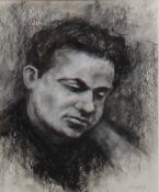 Chris Griffin Head of a poet - Dylan Thomas Charcoal Signed and label verso, dated `92 47 x 38cm