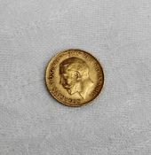 A George V gold half sovereign dated 1914