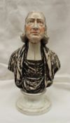 A 19th century pottery bust of John Wesley, leader of the Methodists, 29cm high