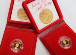 Two 1980 proof half sovereign in original red and gilt decorated cases