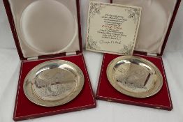 Two Elizabeth II silver British Empire plates, produced for the 75th anniversary of the diamond