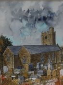 R.G Parslow Mynedd Islwyn Church, Gwent Watercolour Inscribed, signed and dated `91 to the mount
