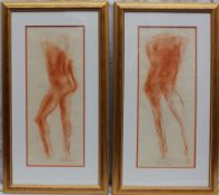 Peter Nicholas Study of a male nude Red Chalk Signed and dated 58 Together with a companion (a