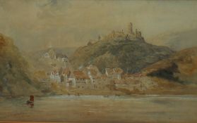 J F Defleury  A view of Lake Garda Watercolour Signed 26 x 42cm