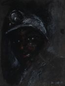 Chris Griffin Head and shoulders study of a miner Pastels Signed and dated `75 20 x 15cm