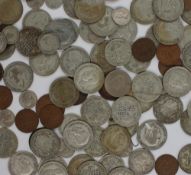 A quantity of white metal coins including half crowns, florins etc