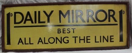 Advertising - A G.W.R commercial advertising enamel sign "1D, Daily Mirror, Best all along the line"