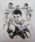 After R Carsons Ali A black and white print Signed in blue ink by Muhammad Ali 25.5 x 20.5cm