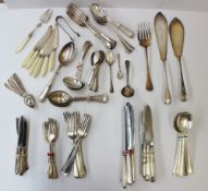 A Mappin and Webb electroplated part flatware set and other flatwares