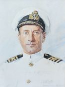 Arthur Beetles Head and shoulders portrait of the SS Carnarvonshire 26th July 1920 Watercolour