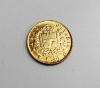 An Italy, Kingdom, Vittorio Emanuele II, 20 Lire gold coin, 1862