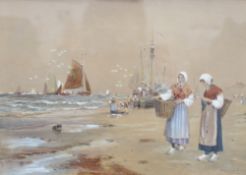 Charles Frederick Allbon A.R.P.E "When the boats come in" Watercolour Signed 19 x 27cm