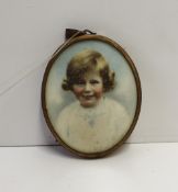 A miniature of a young boy Inscribed verso "Ralph Alan Stepney Gulston aged 18 months, F Cooper