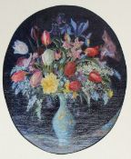 Attributed to M.G. Hocken A still life study of a vase of flowers Oil on canvas 52 x 43cm