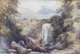 Attributed to Henry Gastineau Bridge Near Pontypridd, Glam Watercolour Initialled 17 x 24.5cm