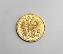 An Austrian, Franz Joseph I 20 corona gold coin, dated 1894