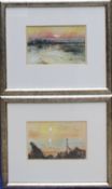 William Selwyn Foryd Sunset Watercolour Signed 16 x 24.5cm Together with a companion (a pair)