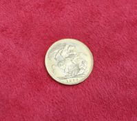 A George V gold sovereign dated 1920