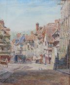 T M Rocke Place S.Jacques, Lisieux Watercolour Initialled TMR and dated 1891 35 x 29cm