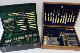 A Mappin and Webb cased electroplated part flatware service together with a Walker and Hall cased