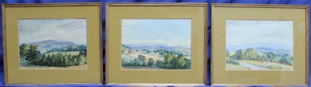 Eleanor de Winton Landscape with sheep in the foreground Watercolour Signed 22.5 x 30.5cm Together