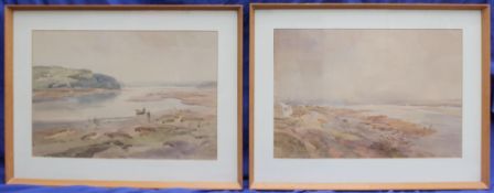 Arthur Miles Briton Ferry from St Ishmaels Watercolour Signed and dated `62 38 x 56cm Together