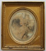 John Downman Head and Shoulders portrait of Miss Way Watercolour Initialled and dated 1781 Oval 23 x