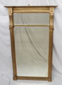 A 19th century gilt decorated overmantle mirror of rectangular form decorated with blind fretwork