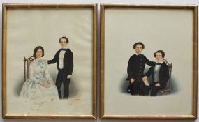 A pair of 19th century watercolours depicting portraits of young children, 30 x 24.5cm   ***Sold
