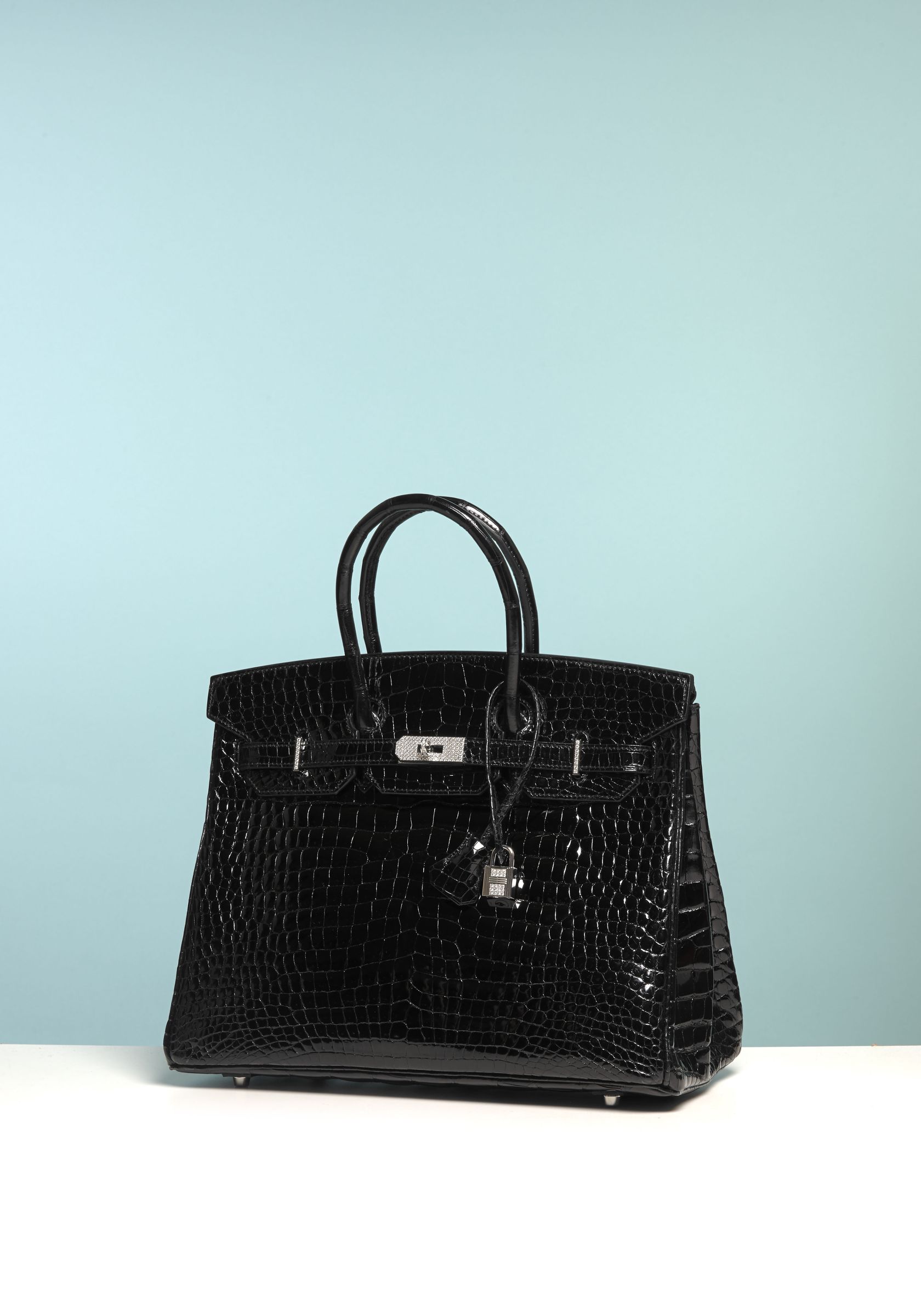 HERMES Exceptionnel sac "Birkin" 35 cm en crocodile porosus noir (crocodylus porosus, CITES Annexe