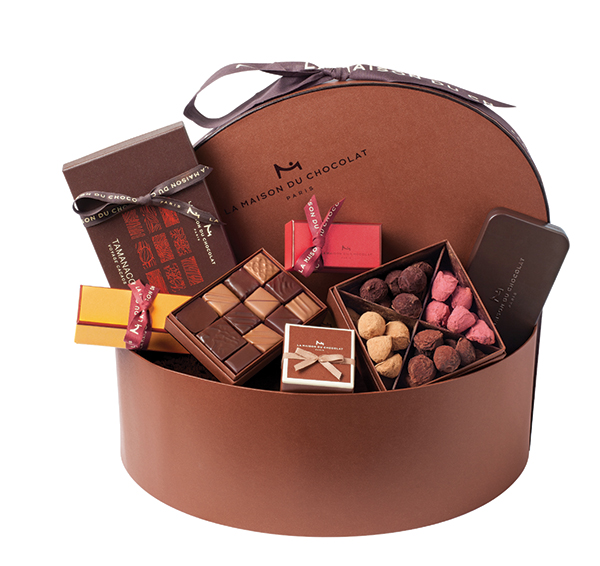 La Maison du Chocolat`s elegance and refinement define this exquisite hatbox presenting a large