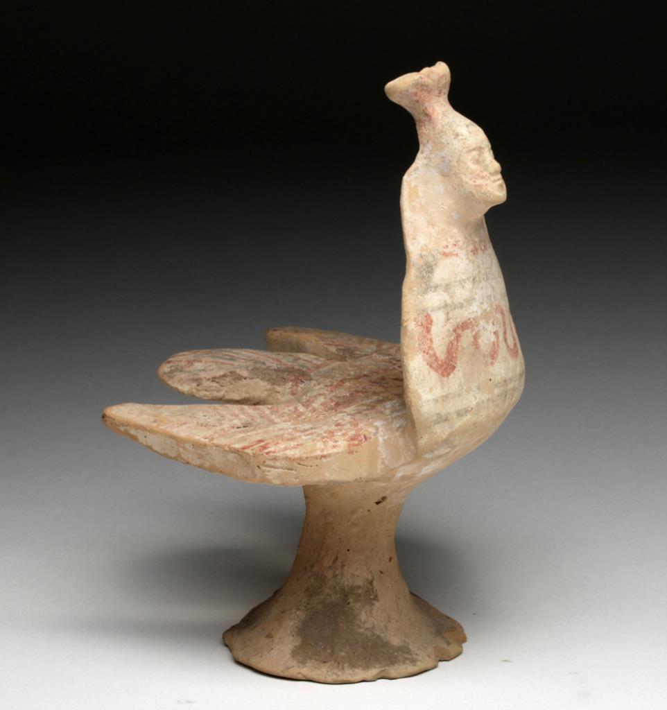 Greek Boeotian Figure of a Siren, ex-Sotheby`s  Greece, Boeotia, ca. 550 - 500 BCE.  Terracotta