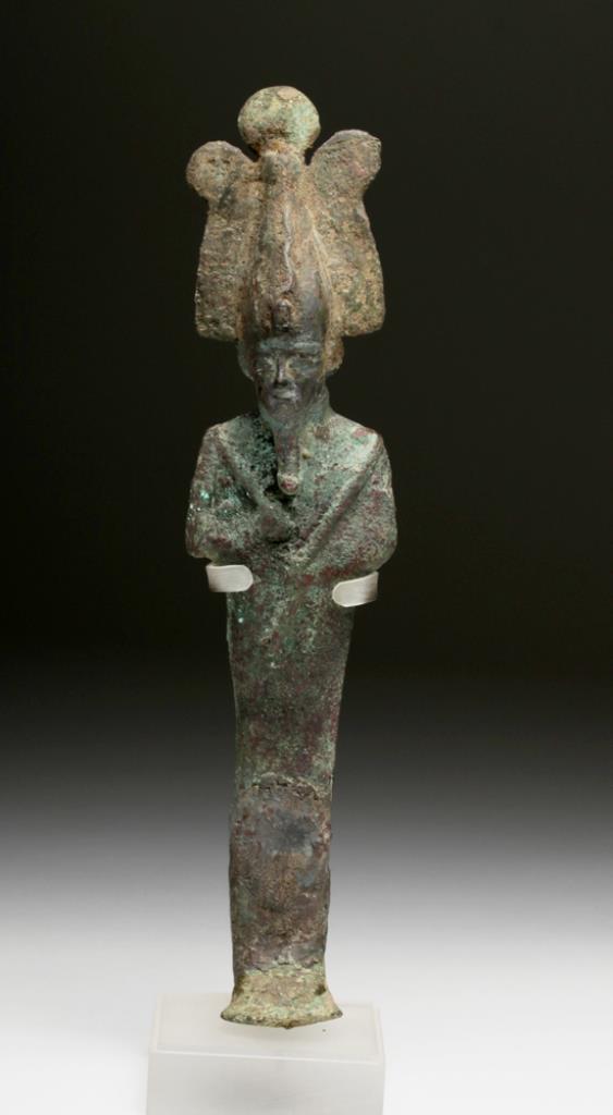 Tall Egyptian Bronze Standing Osiris, ex-Barakat  Egypt, Late Dynastic Period, Dynasties 26