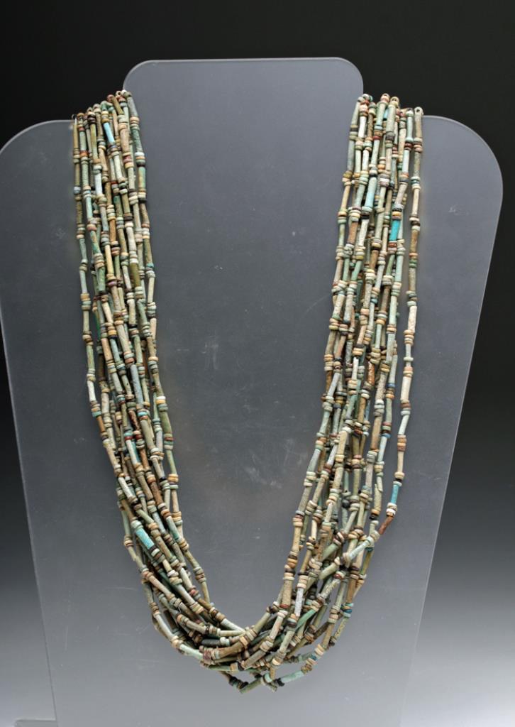 Egyptian 15-Strand Faience Necklace, ex-Barakat  Egypt, New Kingdom to Third Intermediate Period, Ca