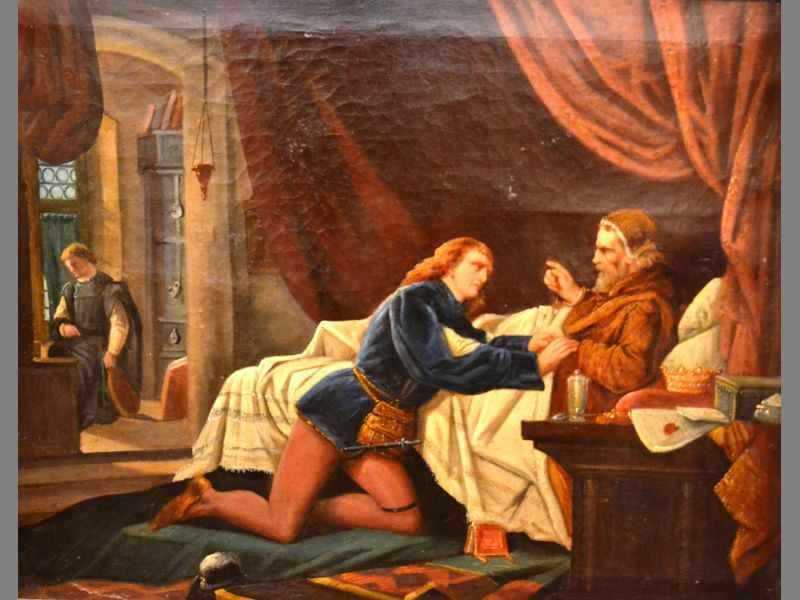 A LATE 18TH /19TH CENTURY CONTINENTAL OIL ON CANVASDepicting a son at this father’s death bed53 by