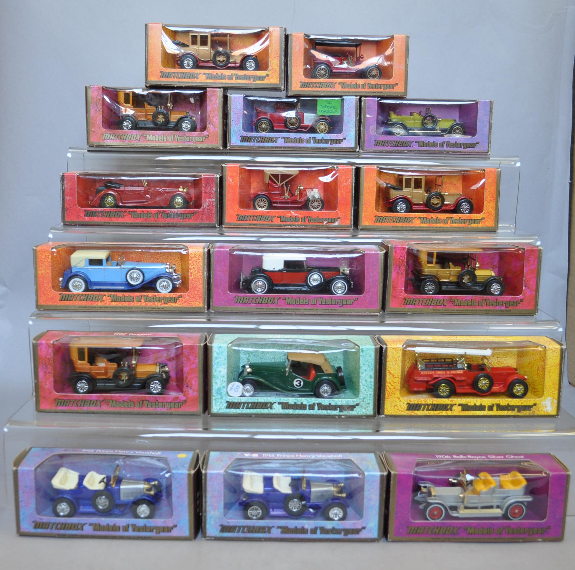 17 x Lesney Matchbox Models of Yesteryear in coloured boxes. Overall appear VG, box conditions vary.